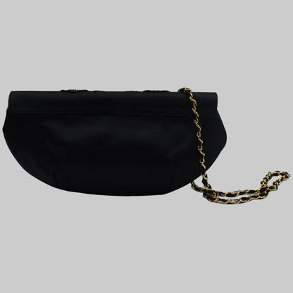 MARIO GIORDANO Pochette in raso nero e catena oro