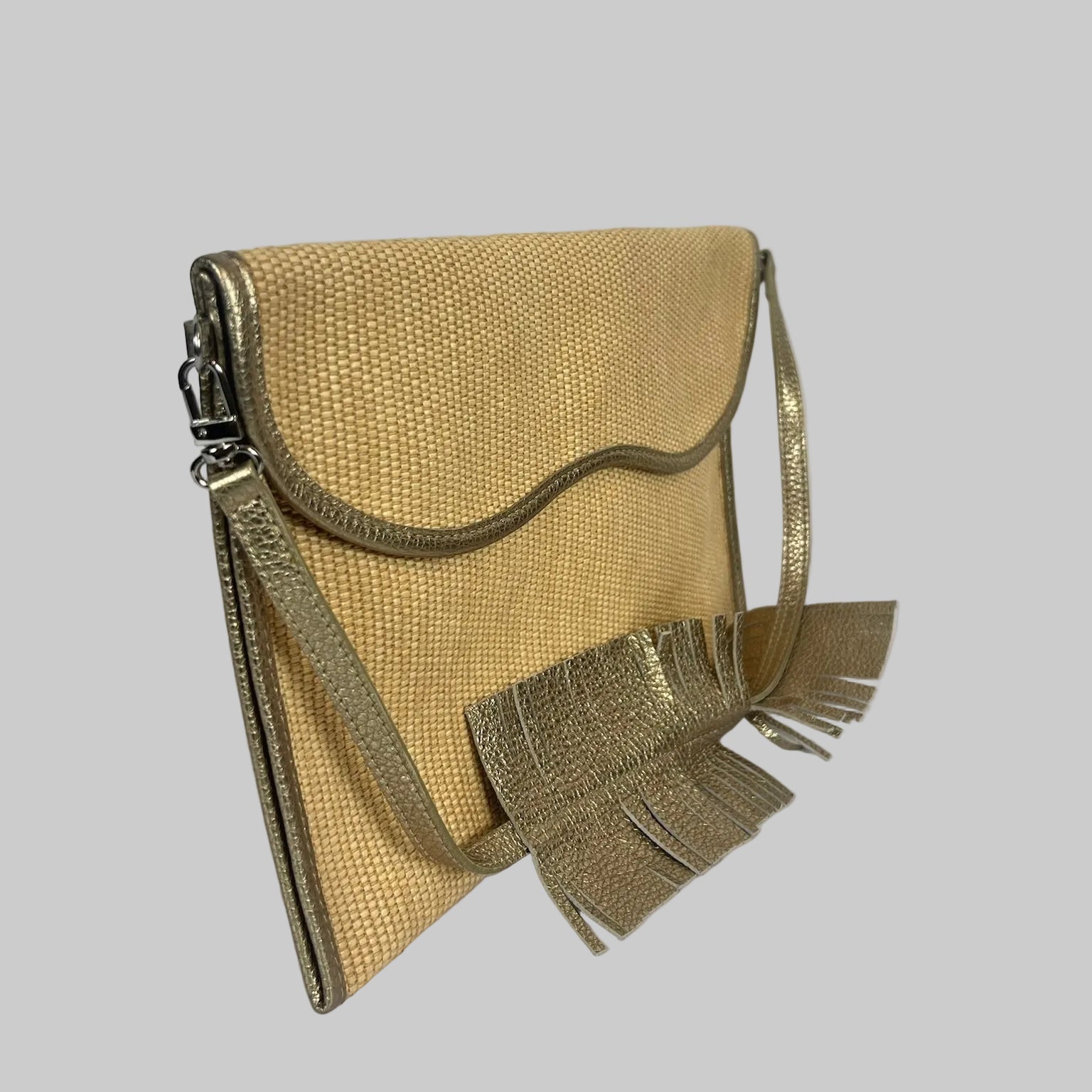 MARJAN MBH Brsa in raffia e pelle bronzo