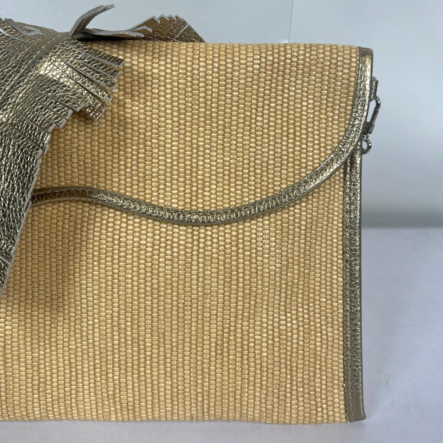 MARJAN MBH Brsa in raffia e pelle bronzo