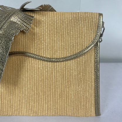 MARJAN MBH Brsa in raffia e pelle bronzo