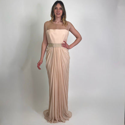 MAX MARA Abito lungo cipria in voile di seta