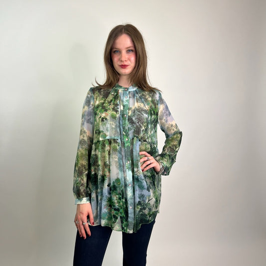 MAX MARA Camicia in georgette di seta verde azzurra
