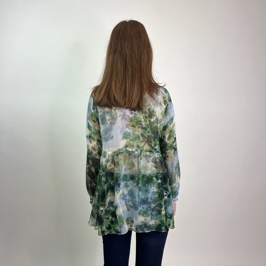 MAX MARA Camicia in georgette di seta verde azzurra
