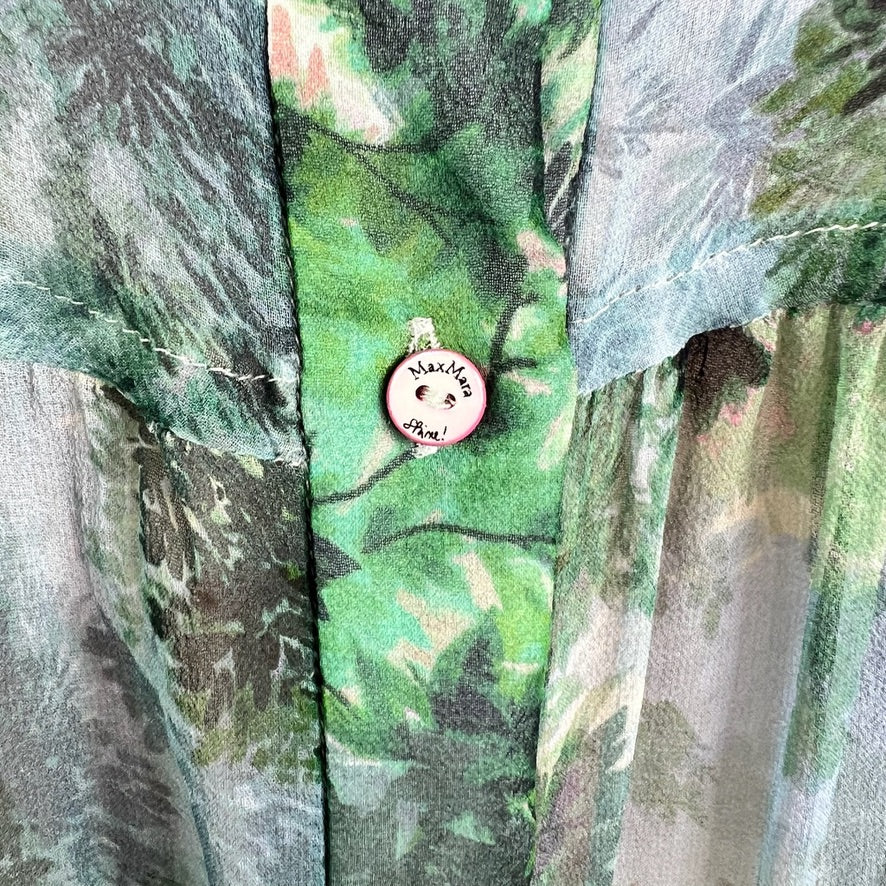 MAX MARA Camicia in georgette di seta verde azzurra