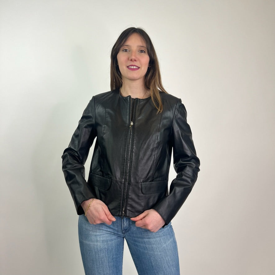 MAX MARA Giacca in pelle nera corta