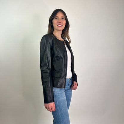 MAX MARA Giacca in pelle nera corta