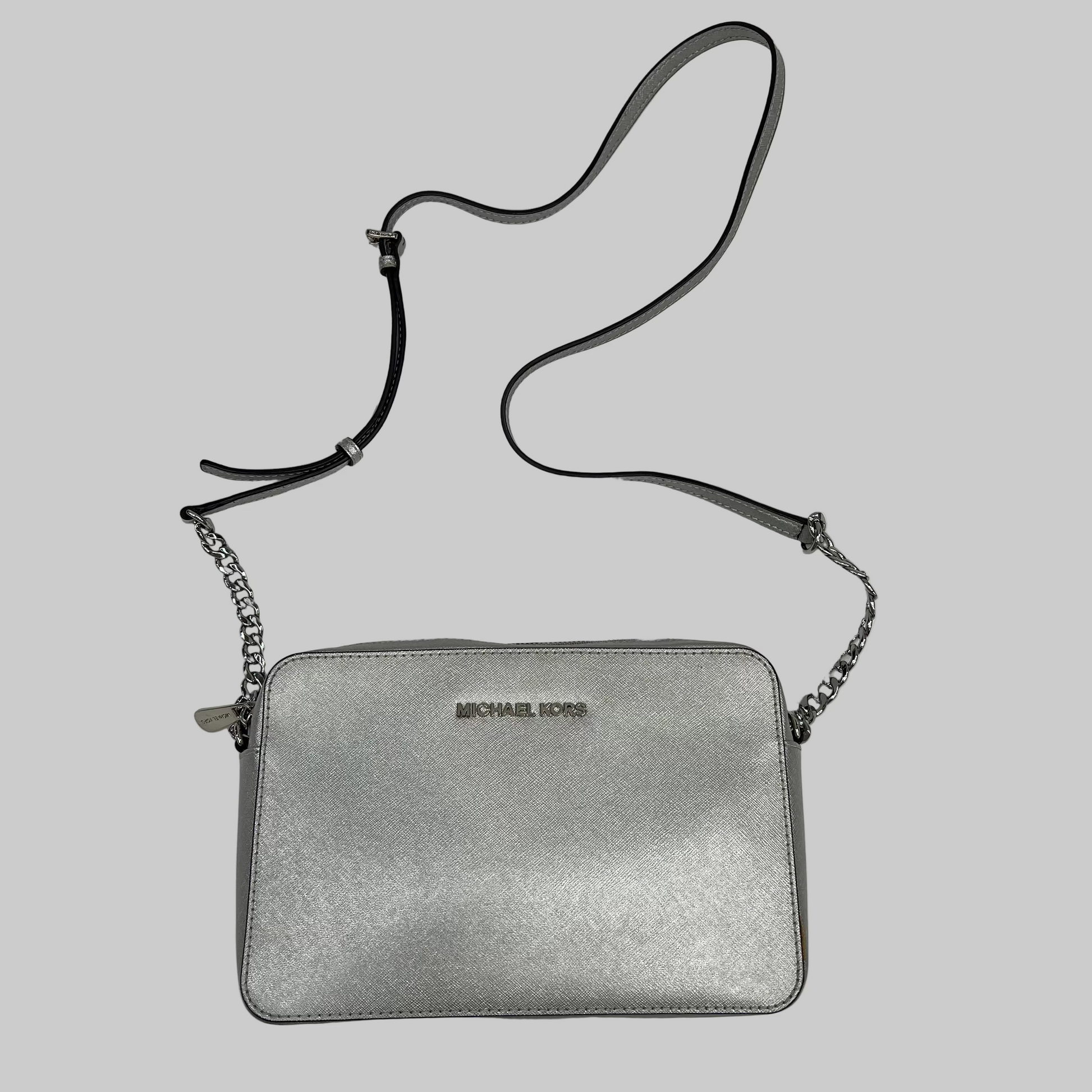 MICHEAL KORS Borsa in pelle saffiano argento