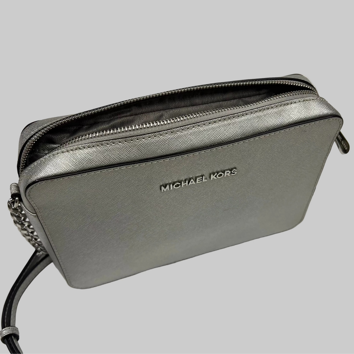 MICHEAL KORS Borsa in pelle saffiano argento