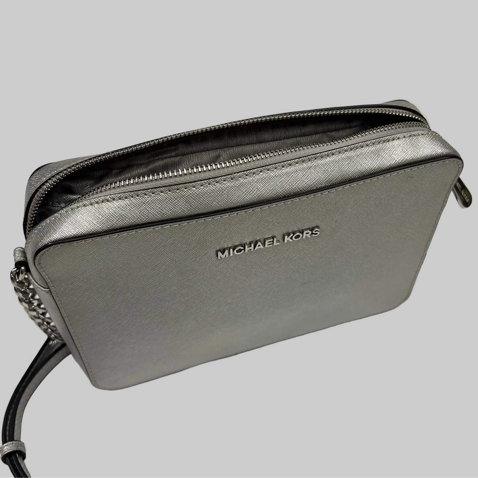 MICHEAL KORS Borsa in pelle saffiano argento