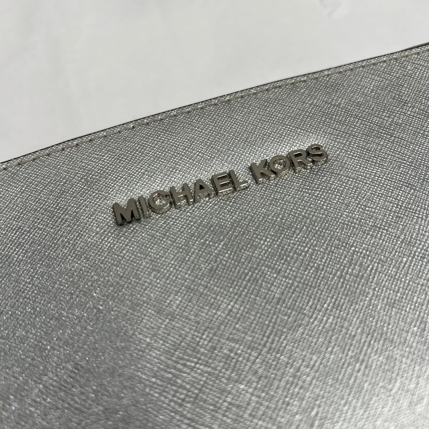 MICHEAL KORS Borsa in pelle saffiano argento