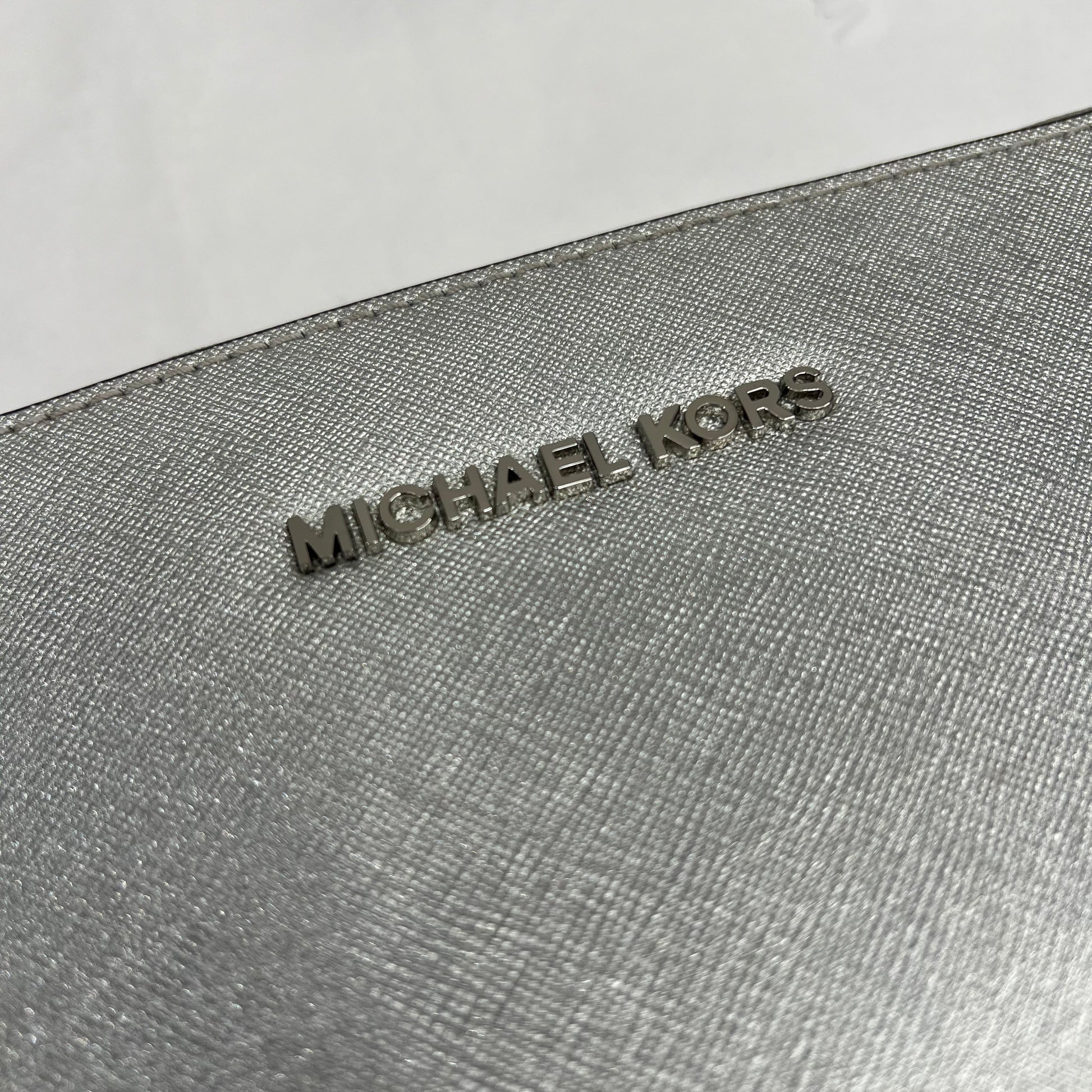 MICHEAL KORS Borsa in pelle saffiano argento
