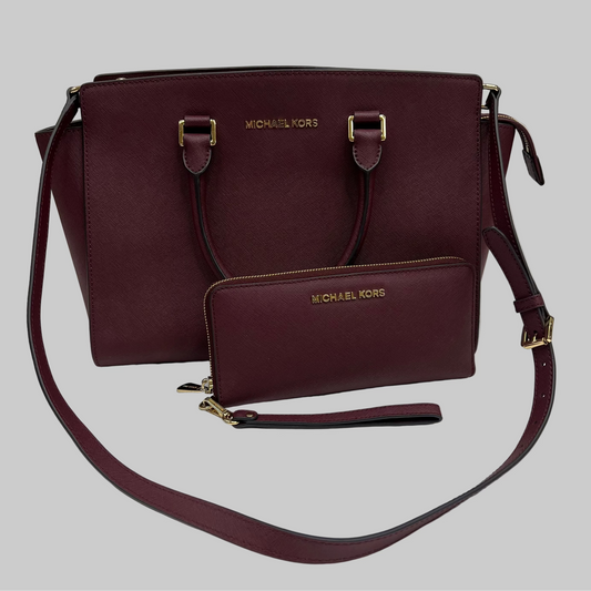 MICHEAL KORS Borsa pelle saffiano color burgundi