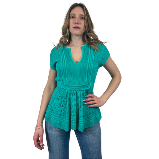 MISSONI Top in maglia turchese lavorato