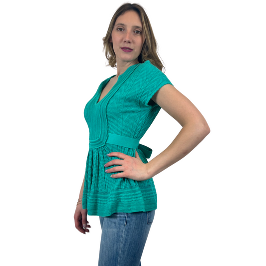 MISSONI Top in maglia turchese lavorato