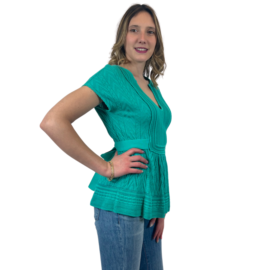 MISSONI Top in maglia turchese lavorato