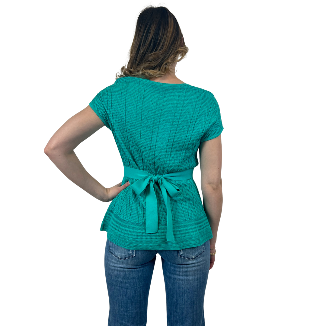 MISSONI Top in maglia turchese lavorato