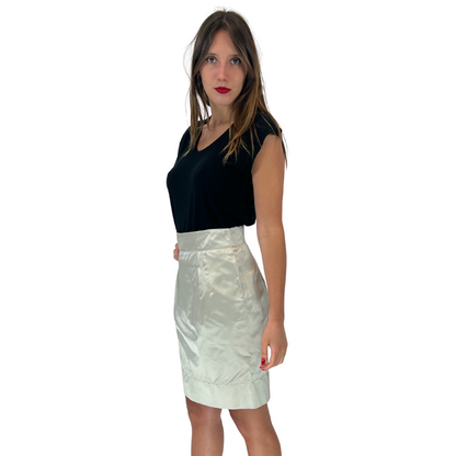 MIU MIU Gonna tubino in seta grigio perla 