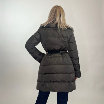 MONCLER Piumino verdone con collo in pelo camouflage