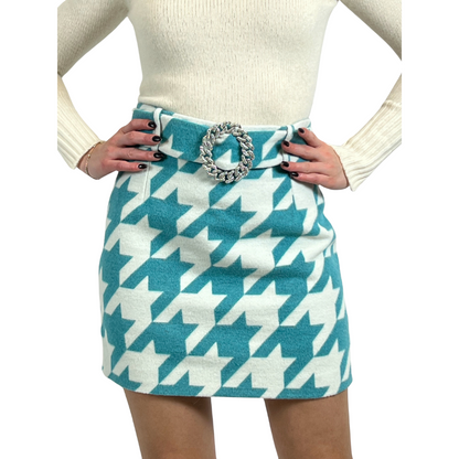 MORABITO Gonna corta in tessuto grosso bianco-turchese