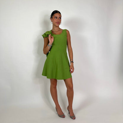 MORESI Completo abito e cardigan verde prato 