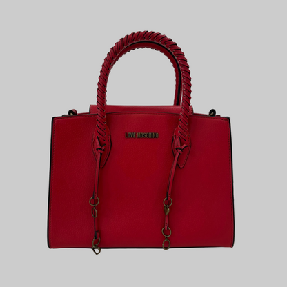 MOSCHINO Borsa in pelle rossa con charms cuori