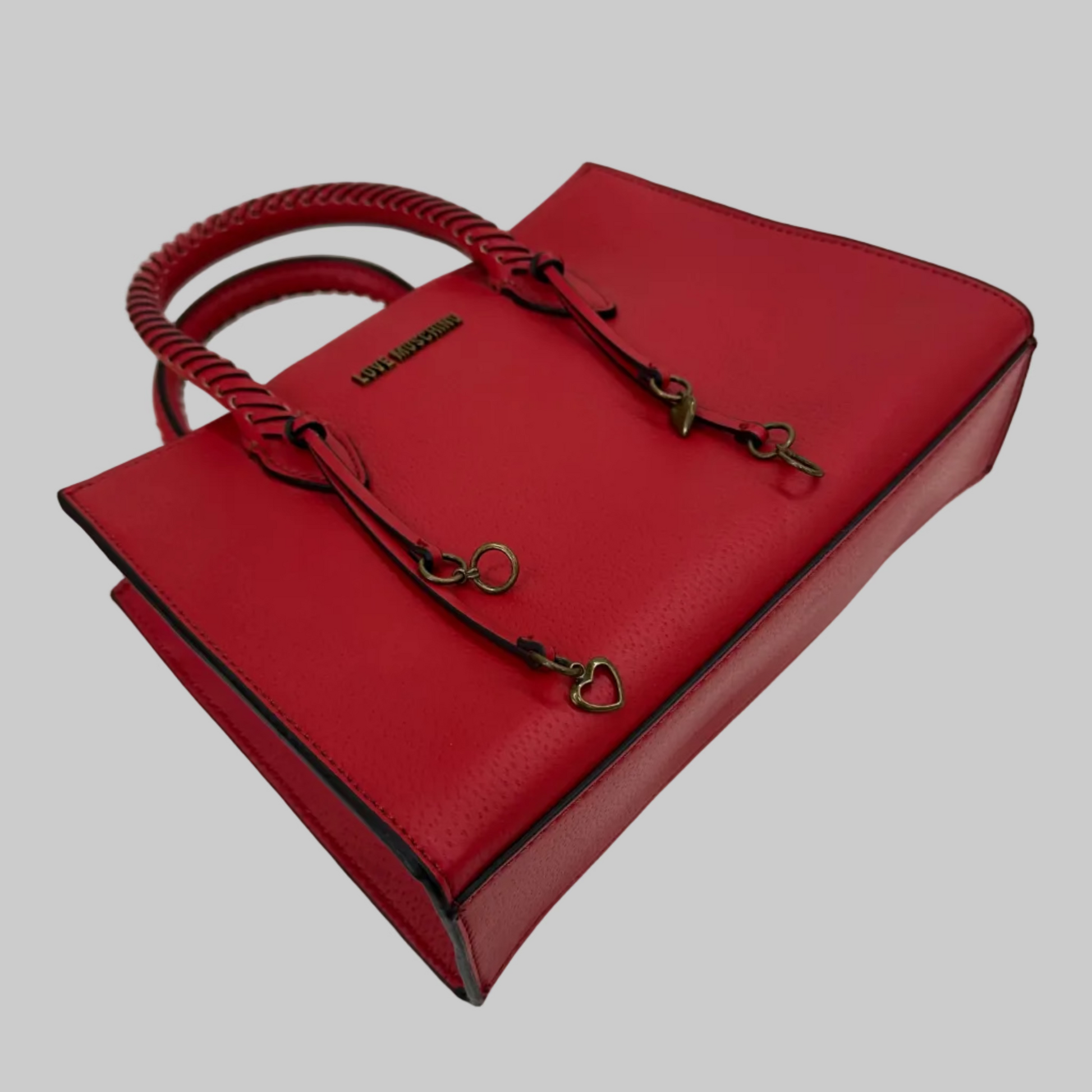 MOSCHINO Borsa in pelle rossa con charms cuori