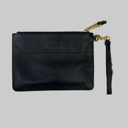 MOSCHINO Pochette nera con logo oro