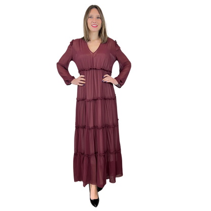 Max Mara Abito lungo in seta borgogna 