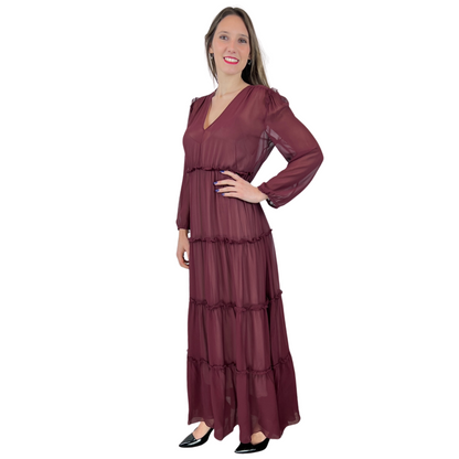 Max Mara Abito lungo in seta borgogna 