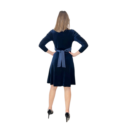 N.N. Abito in velluto rasato blu 