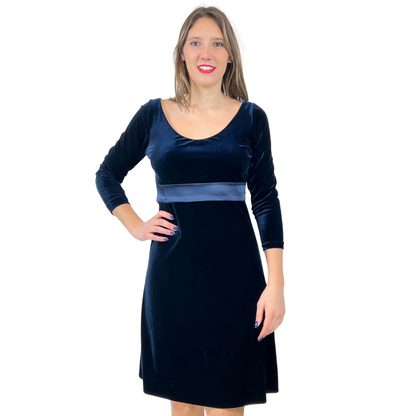 N.N. Abito in velluto rasato blu 