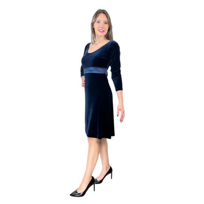 N.N. Abito in velluto rasato blu 