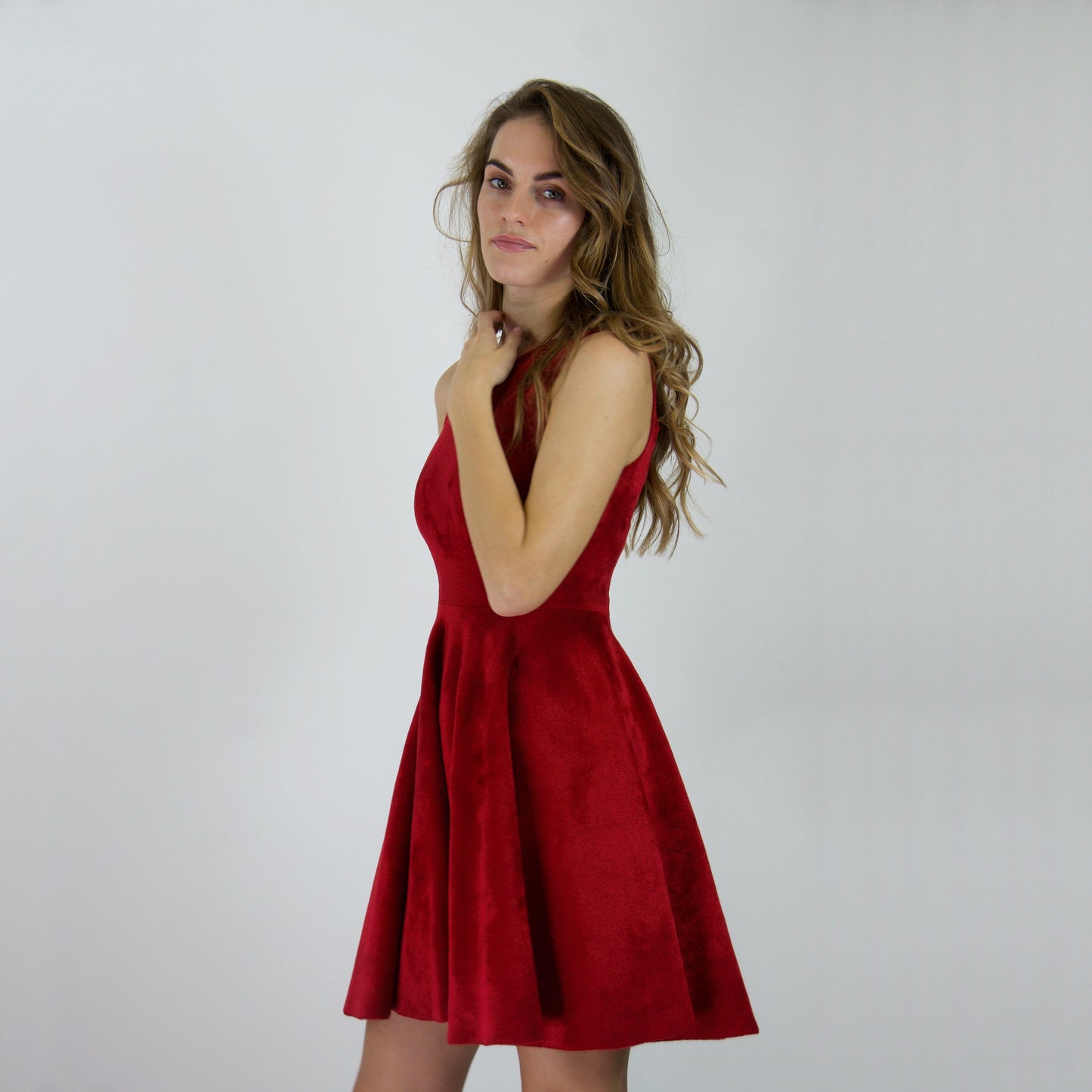 ANTONINO VALENTI Abito rosso effetto ciniglia