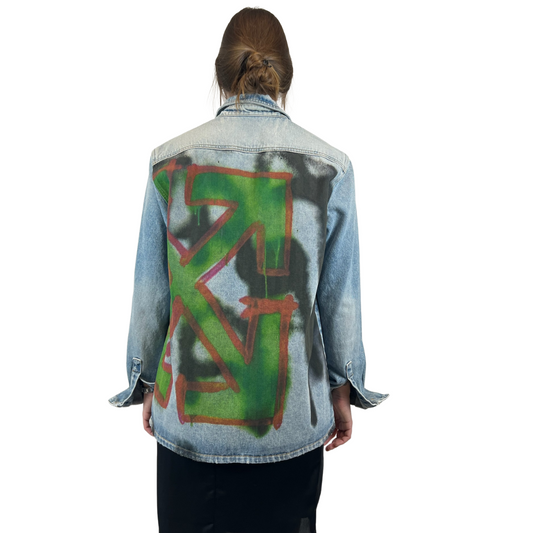 OFF WHITE Giacca in jeans con logo graffito 