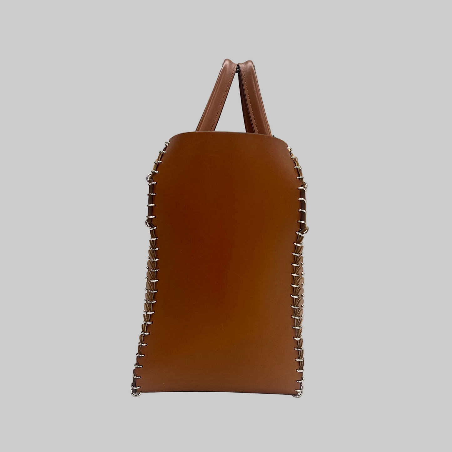 PACO RABANNE Borsa shopping in pelle color cuoio