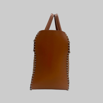 PACO RABANNE Borsa shopping in pelle color cuoio