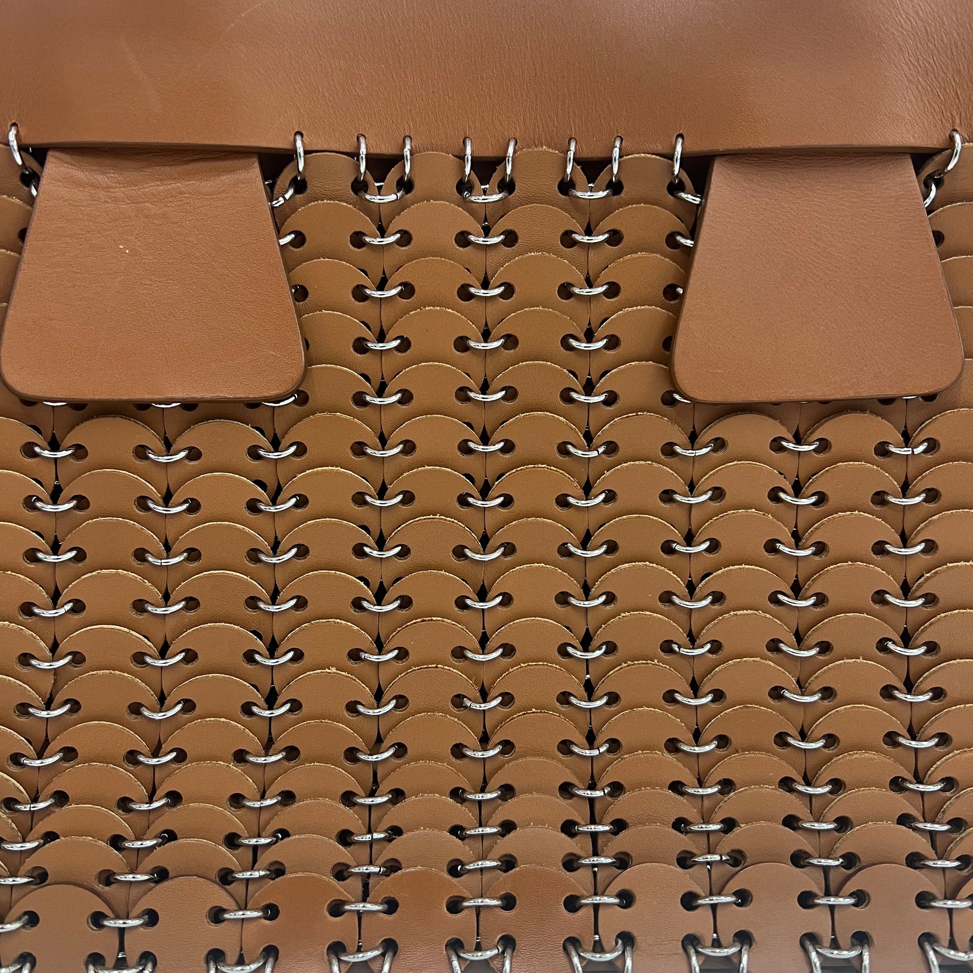 PACO RABANNE Borsa shopping in pelle color cuoio