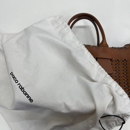 PACO RABANNE Borsa shopping in pelle color cuoio