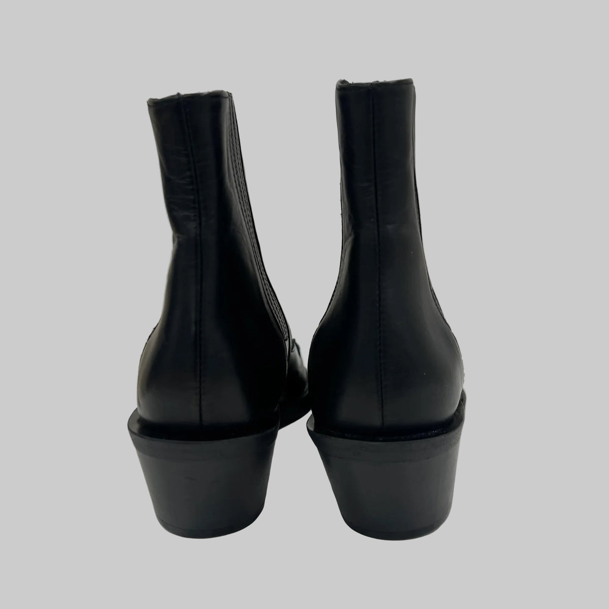 PALLAS Scarpa stivale "Ziggy" basso a punta in pelle nera con fulmine color bianco