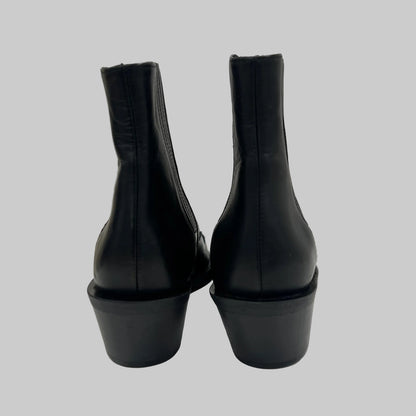 PALLAS Scarpa stivale "Ziggy" basso a punta in pelle nera con fulmine color bianco