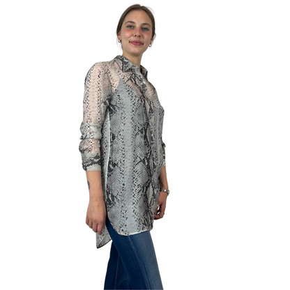 PAROSH Camicia lunga in voile di seta stampa pitone