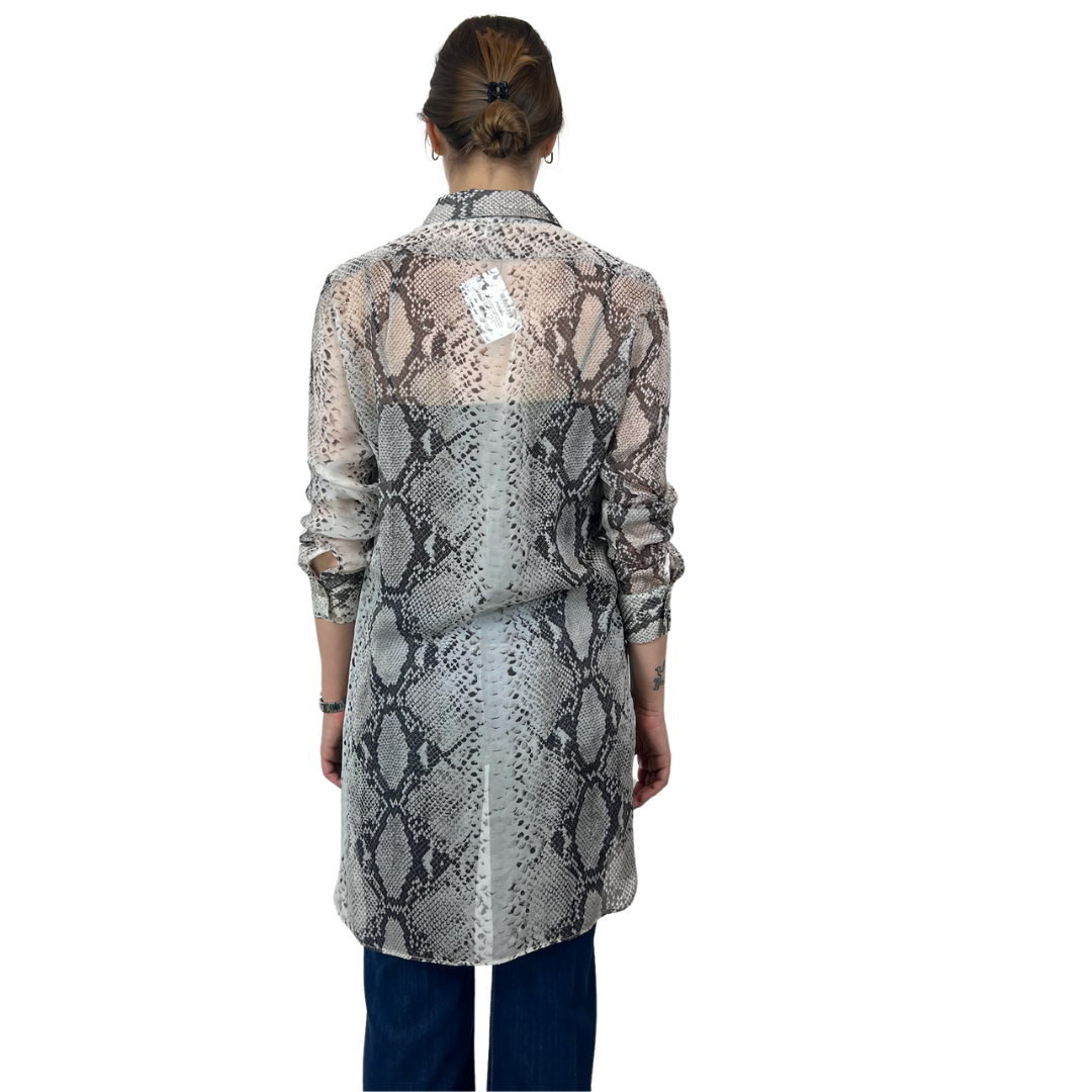 PAROSH Camicia lunga in voile di seta stampa pitone