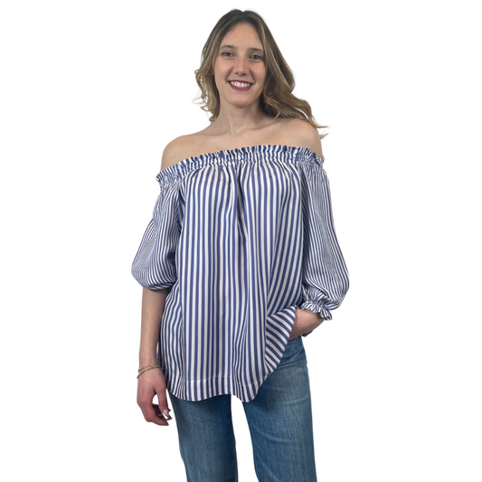 PAROSH Casacca rigata azzurra e bianca 