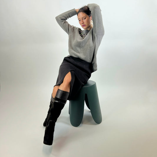 PAROSH Gonna in panno di lana marrone 