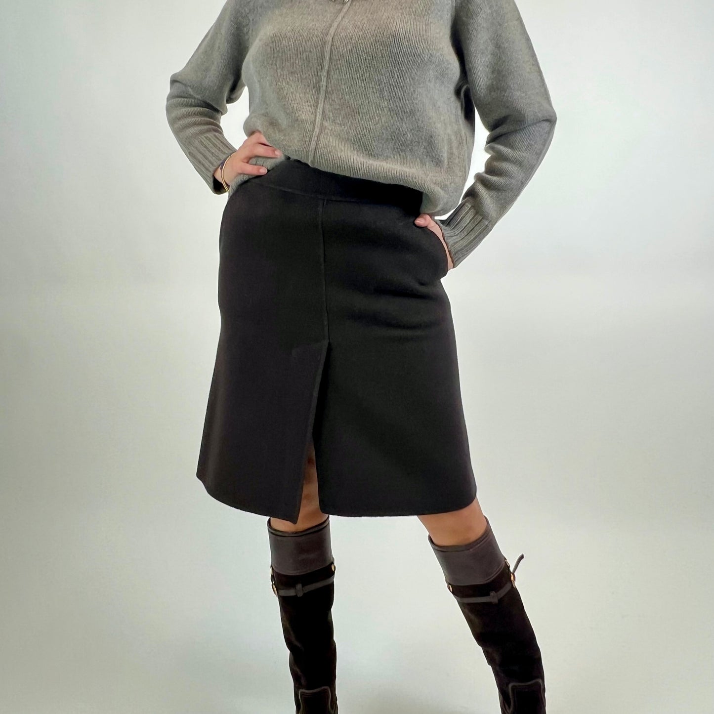 PAROSH Gonna in panno di lana marrone 