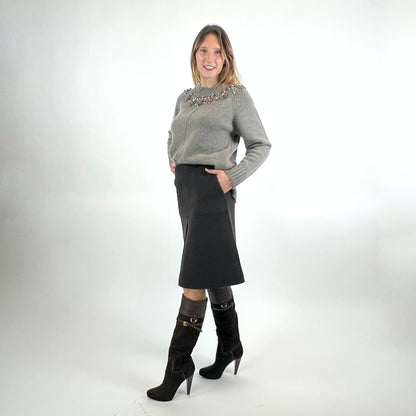 PAROSH Gonna in panno di lana marrone 