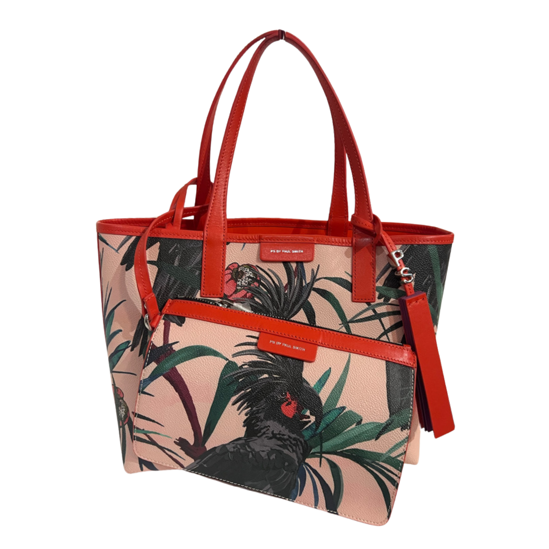 PAUL SMITH Borsa in canvas stampa pappagallo