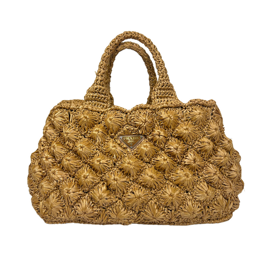 PRADA Borsa 2way in rafia naturale