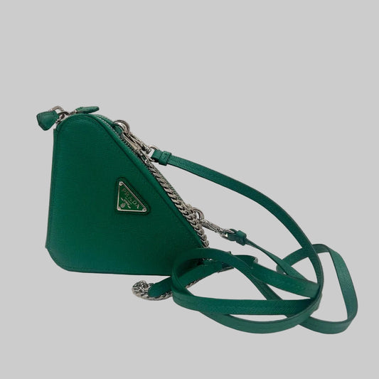 PRADA Borsa Triangle Mini verde prato
