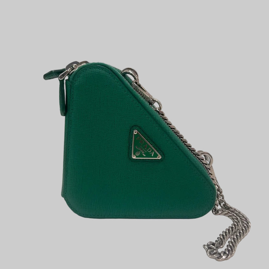 PRADA Borsa Triangle Mini verde prato